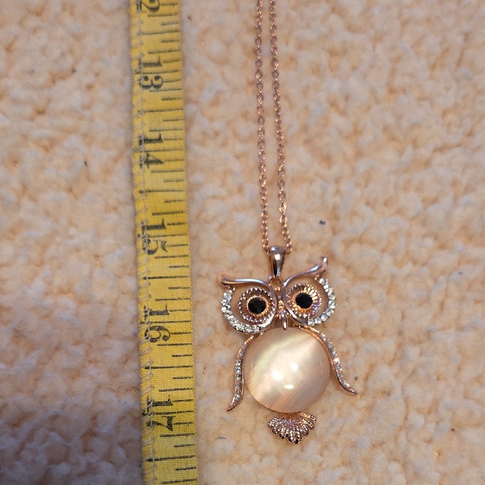 Elegant Owl Pendant Necklace in Rose Gold Finish - Picture 3 of 6